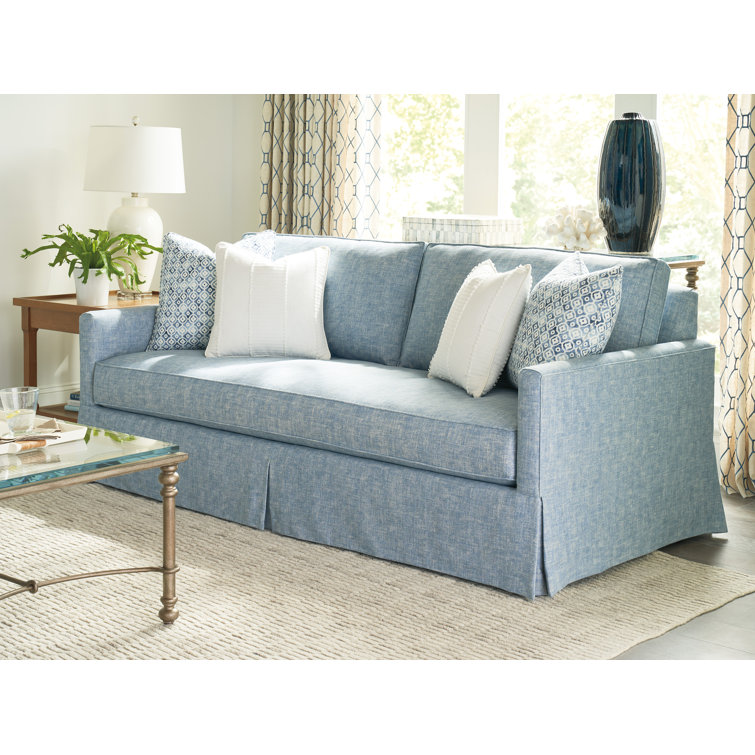 Blue Fabric 82'' Upholstered Sofa with Down Fill Cushions