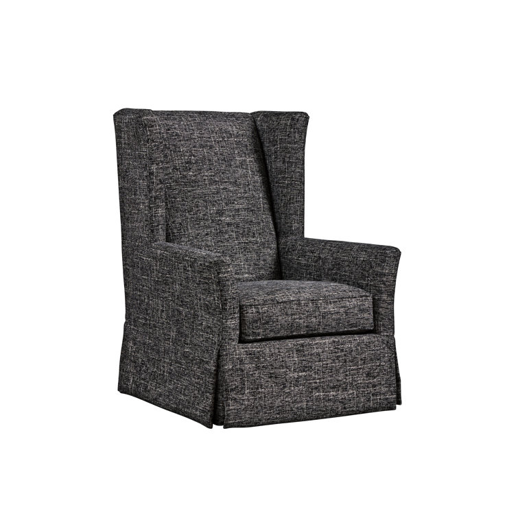 Barclay Butera Black Finish Swivel Wingback Chair in Gray