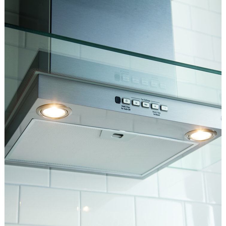 30" Stainless Steel Convertible Wall Mount Range Hood with Glass Canopy