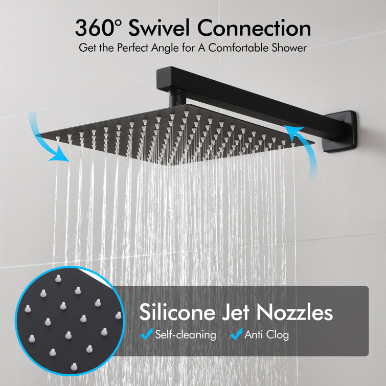 Matte Black Multi-Head Rain Shower System with Handheld