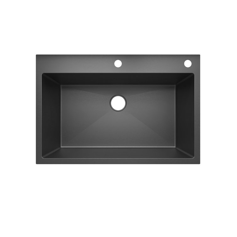 33" Black Stainless Steel Drop-In Single Bowl Kitchen Sink