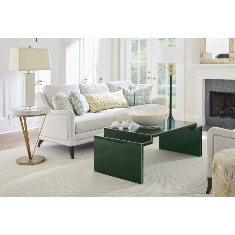 Pam Cain Antique Gold Square Marble Top End Table