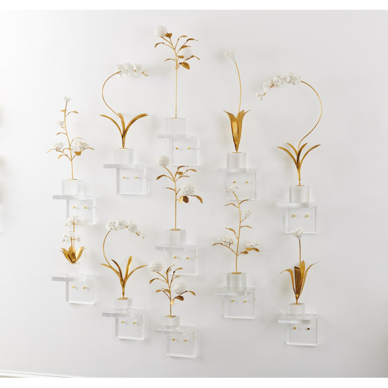 Matte White Ceramic Tulip Sculpture on Crystal Stand