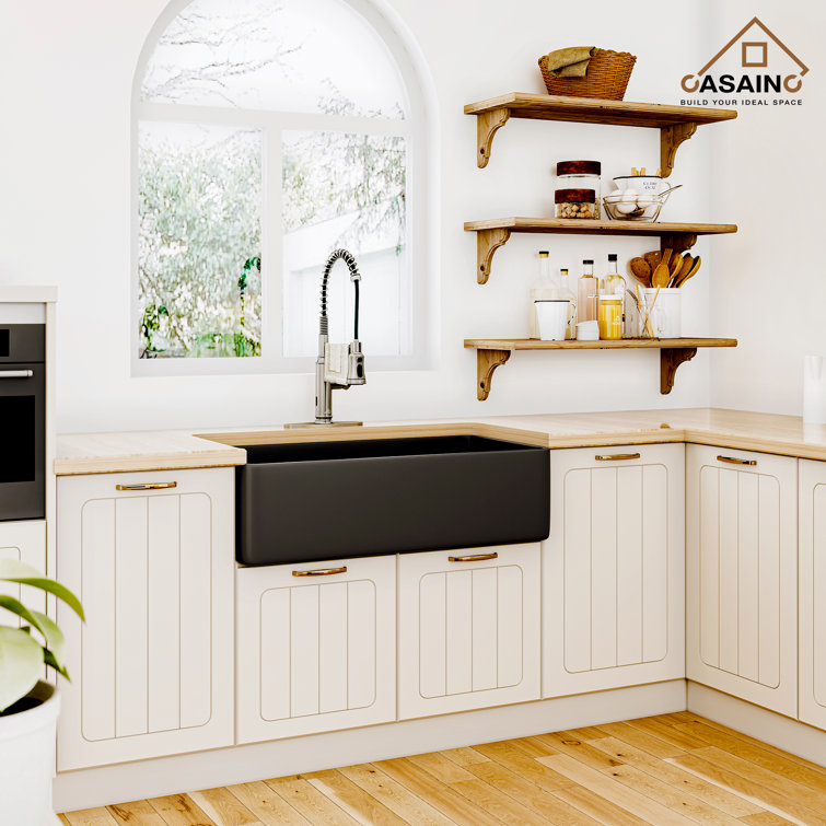 Matte Black Fireclay Single Bowl Farmhouse Kitchen Sink