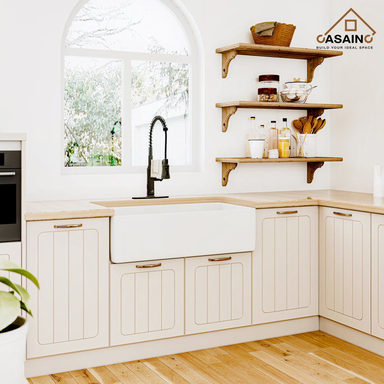 36" White Fireclay Farmhouse Single Bowl Kitchen Sink