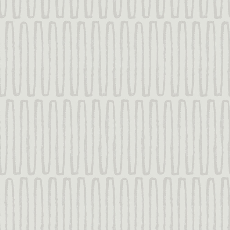 Light Grey Retro Wave Non-Pasted Vinyl Wallpaper Roll