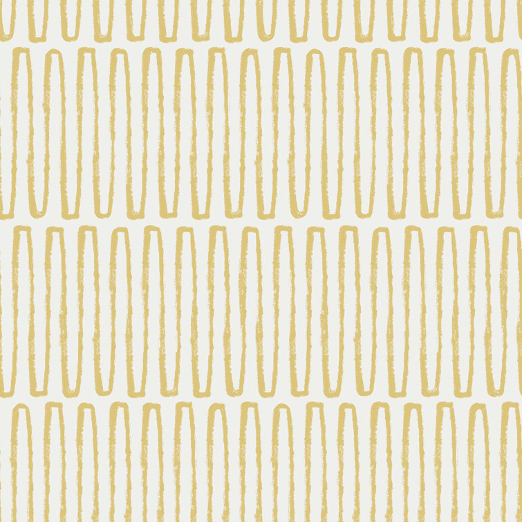 Mustard and Cream Geometric Vinyl-Coated Wallpaper Roll