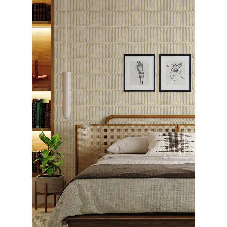 Mustard and Cream Geometric Vinyl-Coated Wallpaper Roll