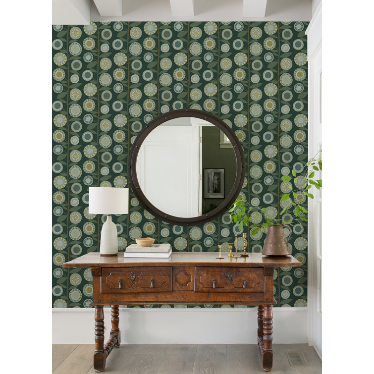 Sisu Evergreen Floral Geometric Non-Woven Wallpaper Roll - 396in x 20.5in