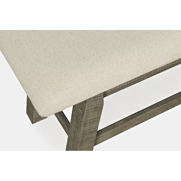 Telluride Rustic Distressed Pine 85" Upholstered Bench in Beige