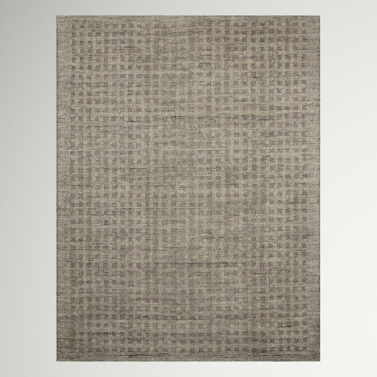 Charcoal Shadowbox 5' x 7' Hand-Woven Wool Area Rug