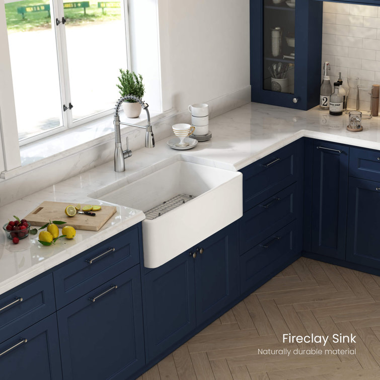 Pure White 33" Fireclay Single Bowl Farmhouse Kitchen Sink