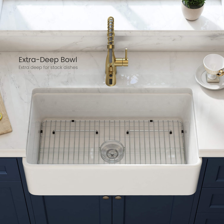 Pure White 33" Fireclay Single Bowl Farmhouse Kitchen Sink