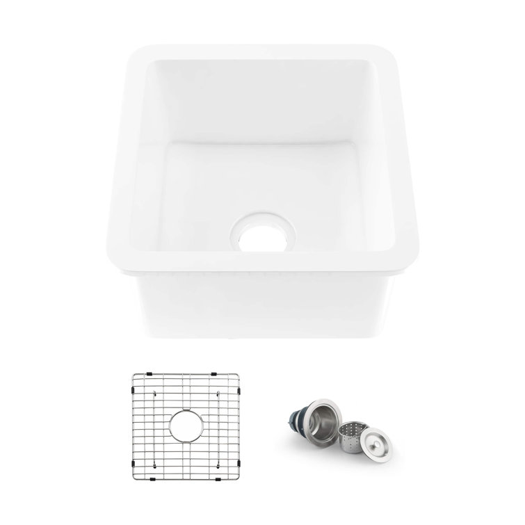Cubic 18'' White Fireclay Undermount Single Bowl Kitchen Sink