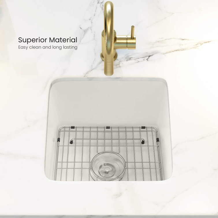 Cubic 18'' White Fireclay Undermount Single Bowl Kitchen Sink