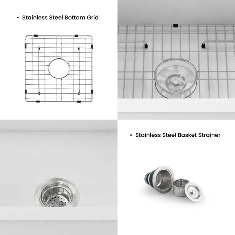 Cubic 18'' White Fireclay Undermount Single Bowl Kitchen Sink