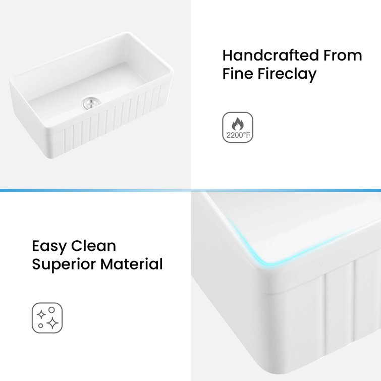 Elegant White Fireclay Farmhouse Kitchen Sink with Grid and Strainer