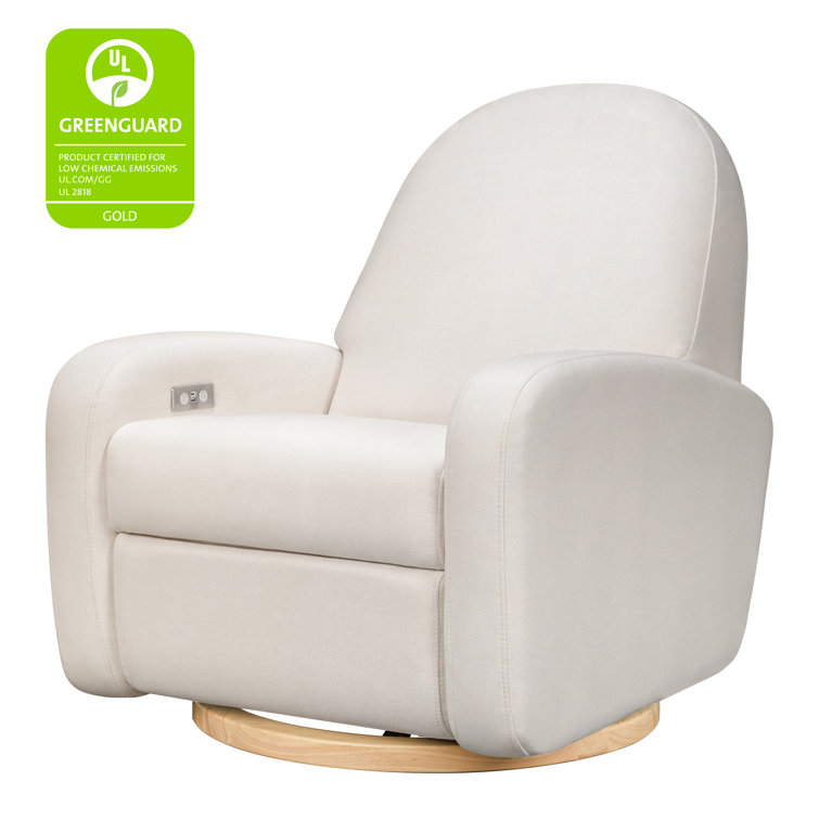 Serenity Swivel Recliner in Cream Eco-Weave with Light Wood Base
