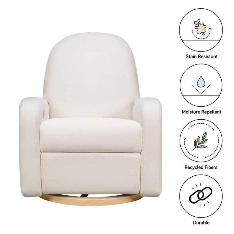 Serenity Swivel Recliner in Cream Eco-Weave with Light Wood Base