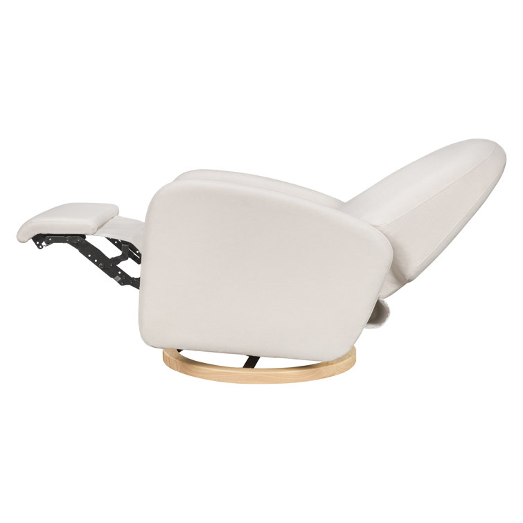 Serenity Swivel Recliner in Cream Eco-Weave with Light Wood Base