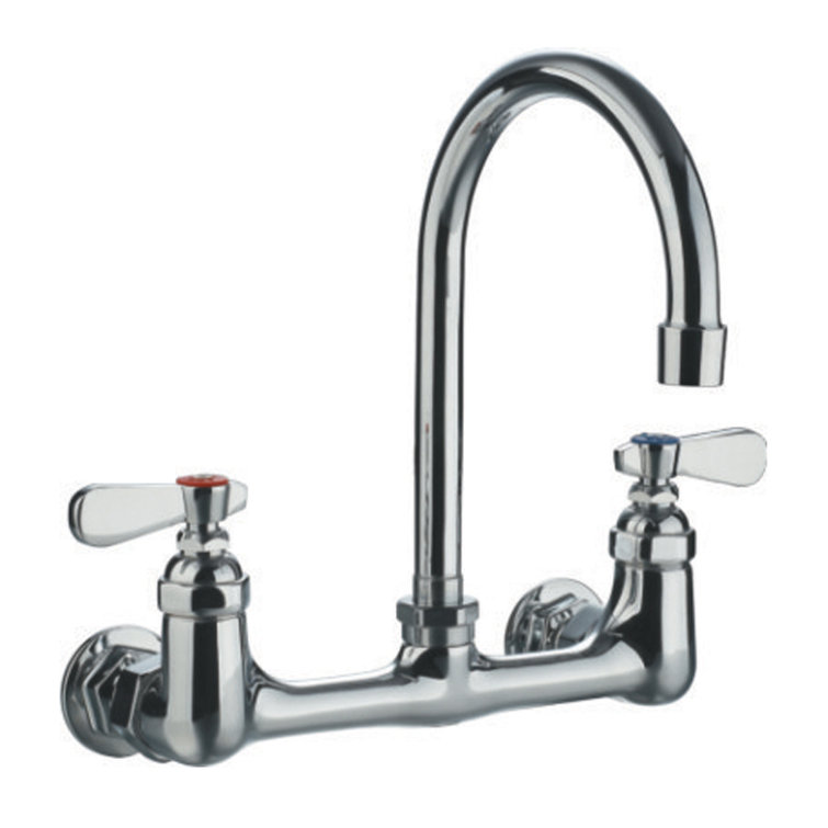 Polished Chrome Wall Mount Utility Faucet with Gooseneck Spout