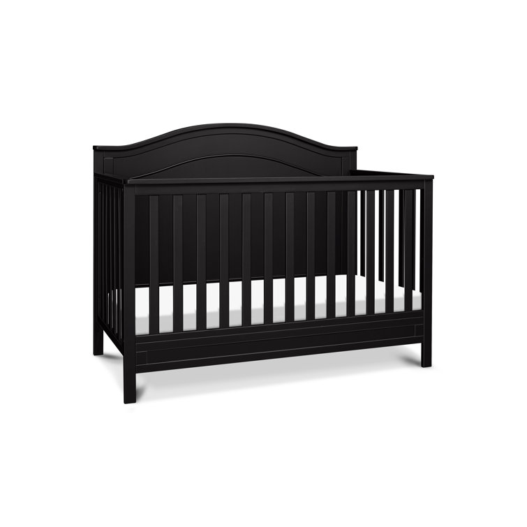 Ebony Solid Wood 4-in-1 Convertible Crib with Arched Headboard