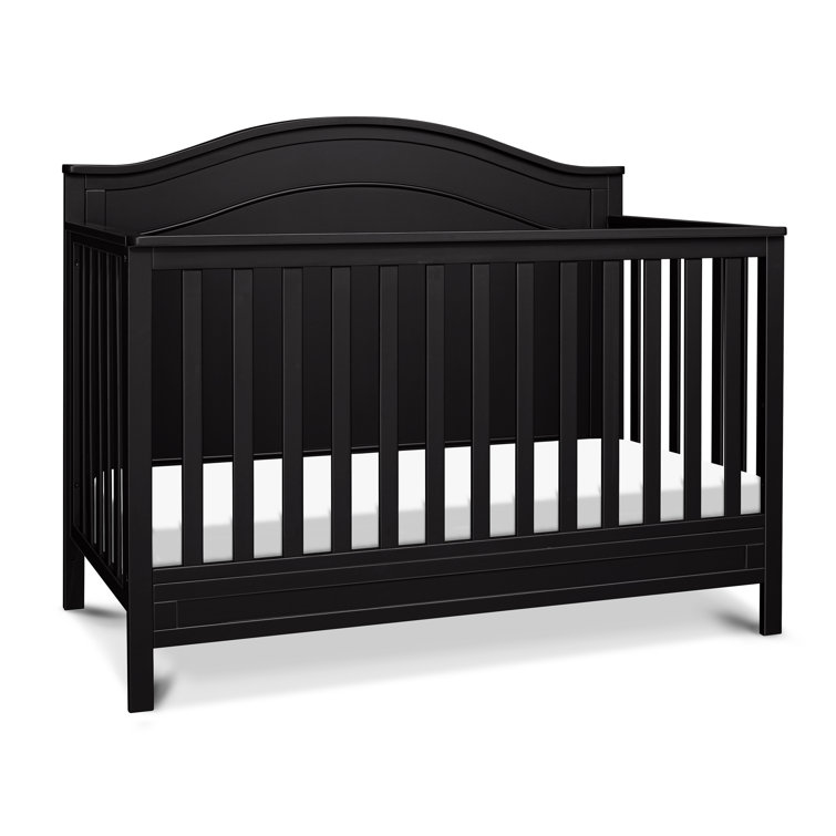 Ebony Solid Wood 4-in-1 Convertible Crib with Arched Headboard