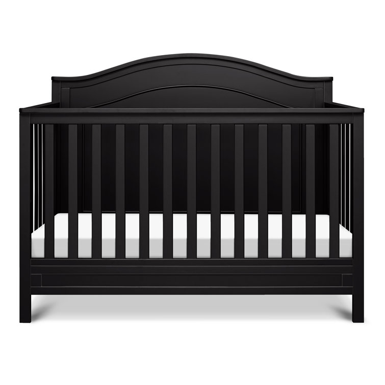 Ebony Solid Wood 4-in-1 Convertible Crib with Arched Headboard