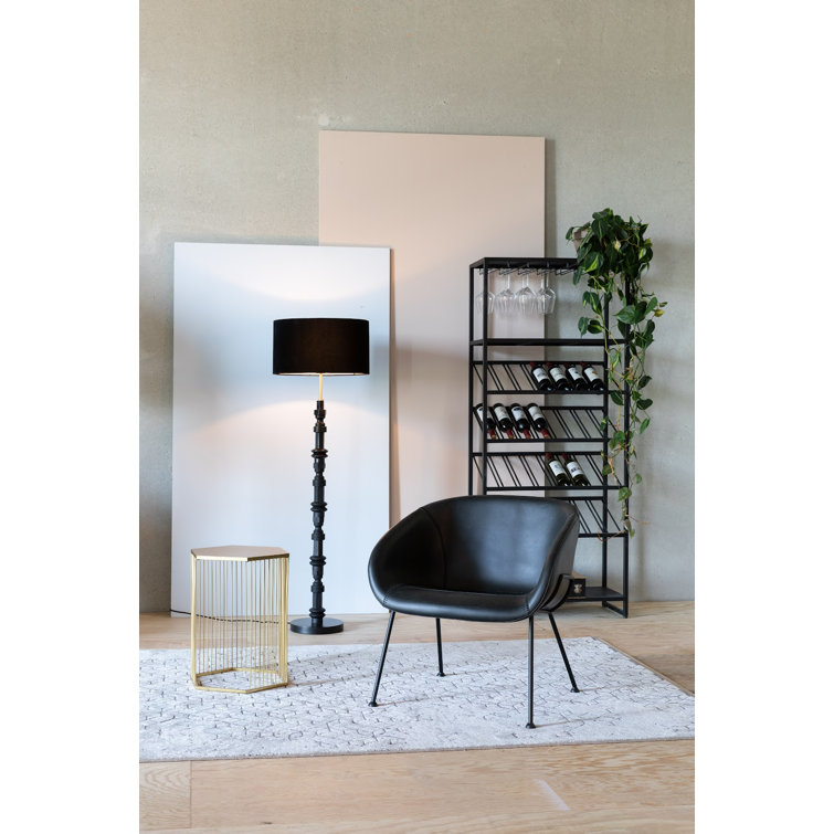 Totem Black Iron Floor Lamp with Velvet Shade 58''