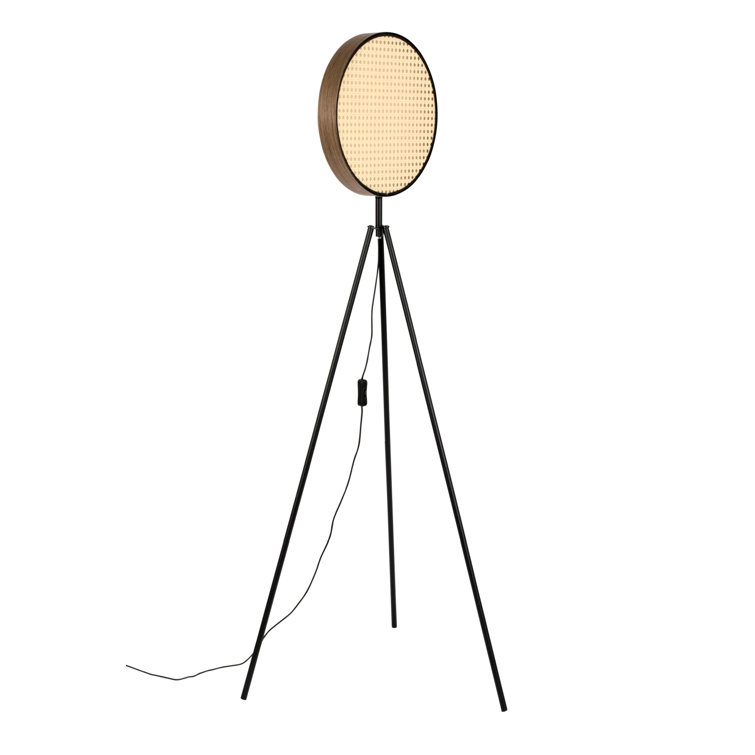 Sien 45'' Black Iron Tripod Floor Lamp with Rattan Shade