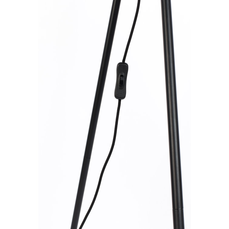 Sien 45'' Black Iron Tripod Floor Lamp with Rattan Shade