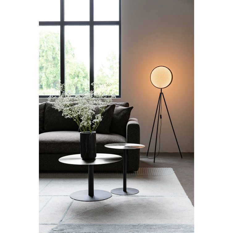 Sien 45'' Black Iron Tripod Floor Lamp with Rattan Shade