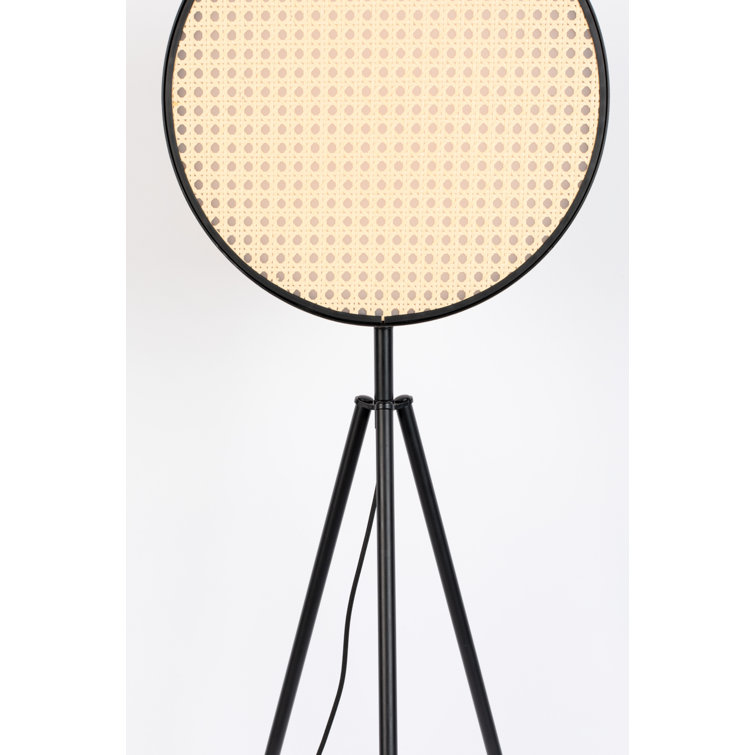 Sien 45'' Black Iron Tripod Floor Lamp with Rattan Shade
