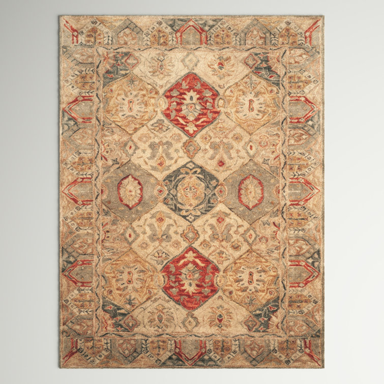 Antiquity Hand Tufted Red Wool Rectangular Area Rug