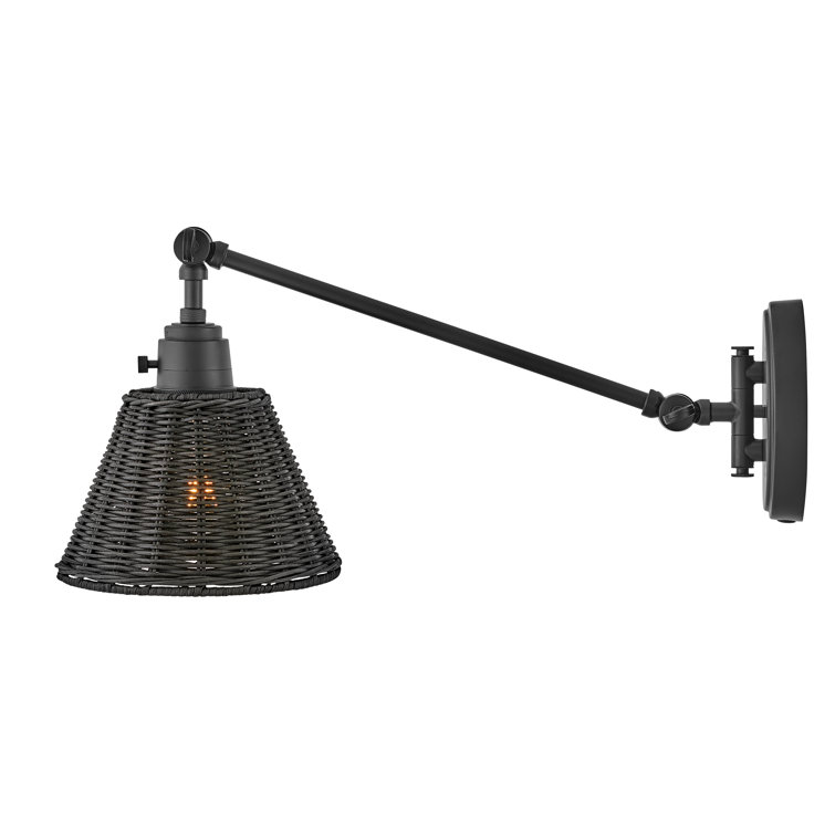 Black and Bronze Rattan Plug-In Wall Sconce