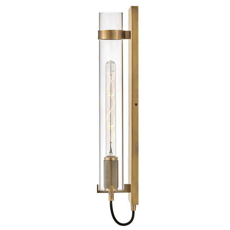 Ryden Heritage Brass Cylinder Sconce with Clear Glass Shade