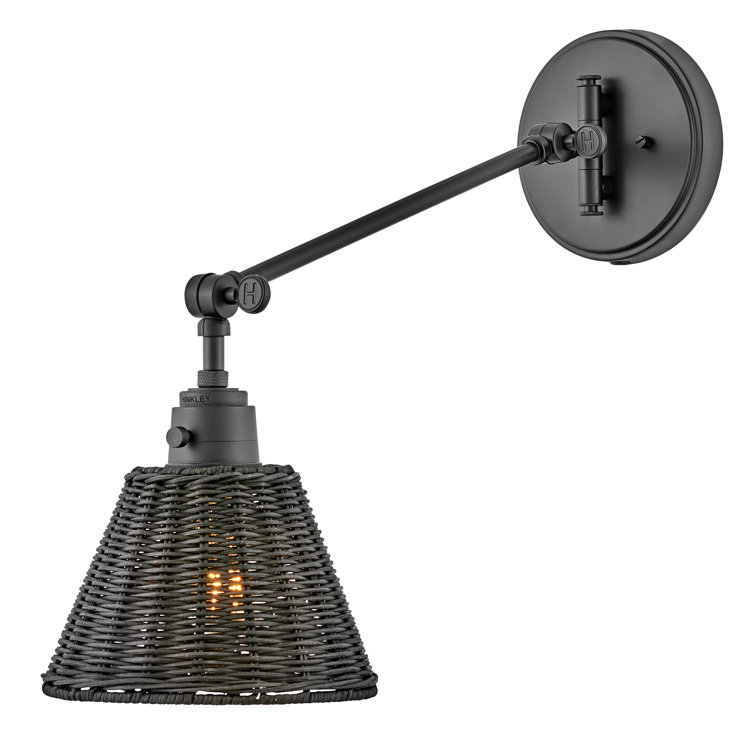 Black and Bronze Rattan Plug-In Wall Sconce