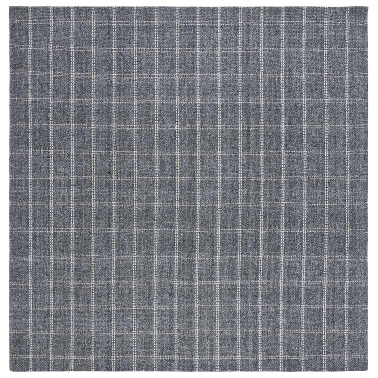 Charcoal Hand-Knotted Wool and Viscose Square Rug