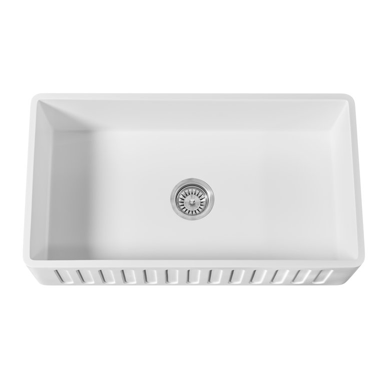 Polished Chrome Farmhouse Single Bowl Kitchen Sink with Faucet