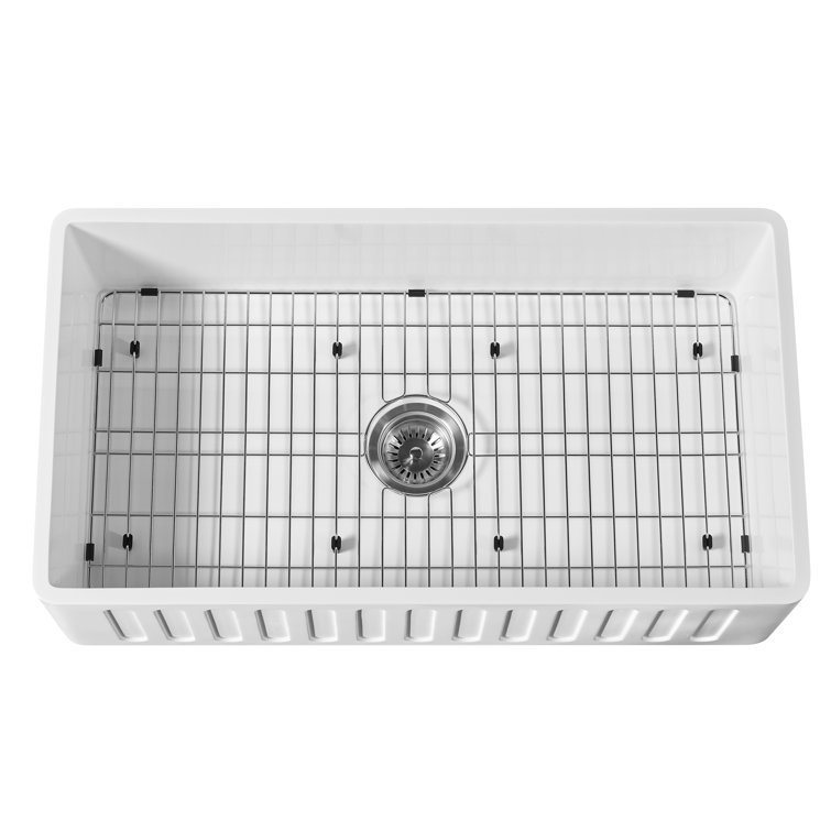 Polished Chrome Farmhouse Single Bowl Kitchen Sink with Faucet