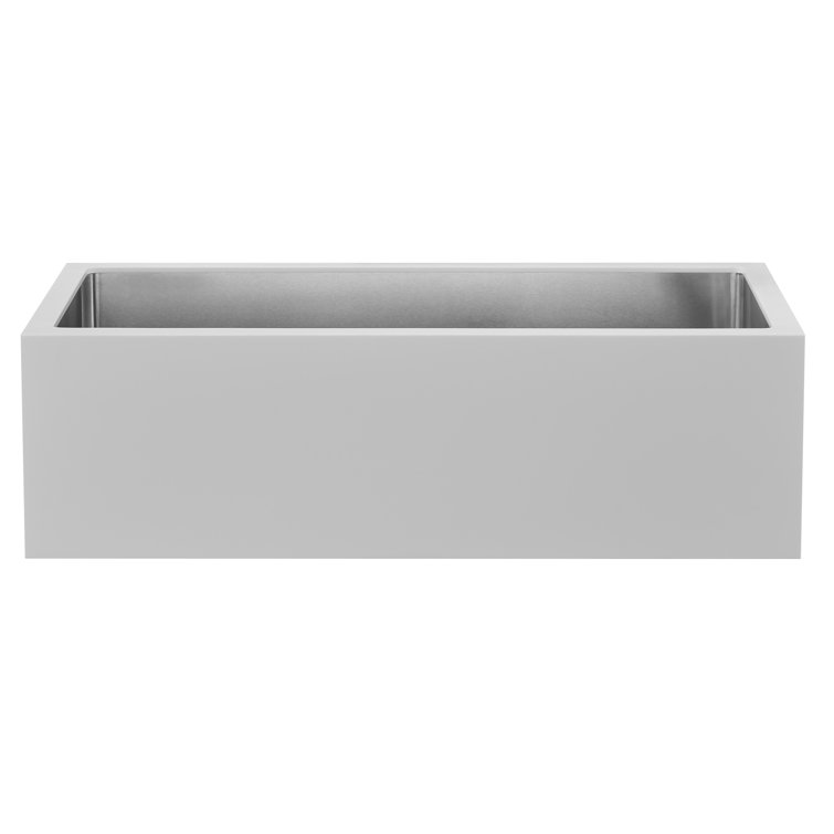 36" White Solid Surface Stainless Steel Farmhouse Kitchen Sink