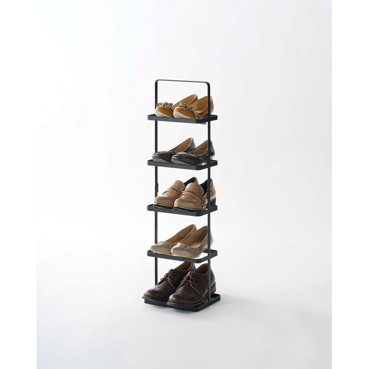 Slim Black Steel Stackable Shoe Rack with Carry Handle