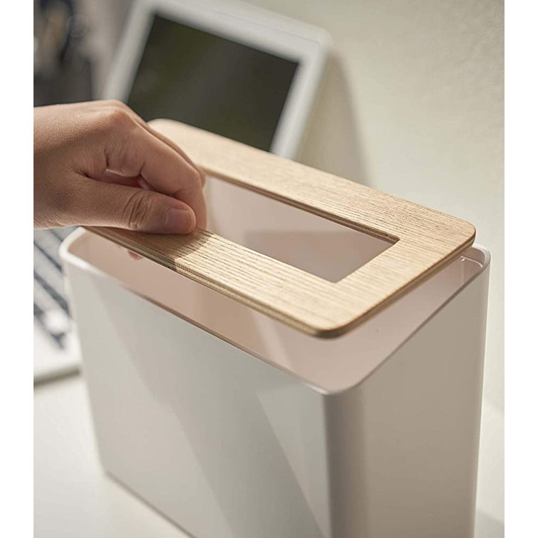 Ash & White Compact Tabletop Waste Bin with Removable Lid, 0.45 Gallons
