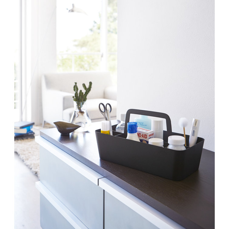 Yamazaki Tower Large Black Steel Storage Caddy with Handle