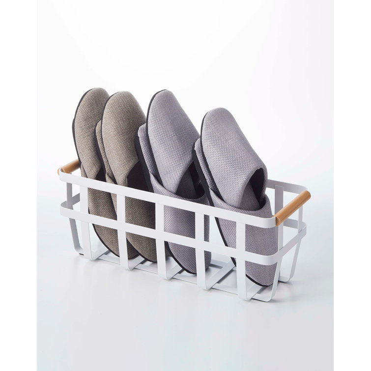 Tosca White Slim Steel and Wood Storage Basket