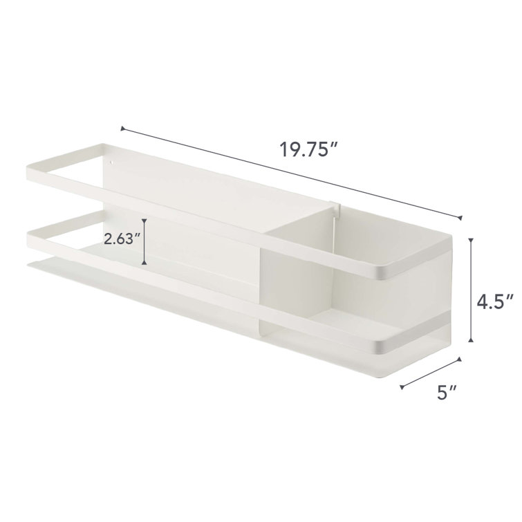 White Steel Magnetic Kitchen Storage Basket with Divider