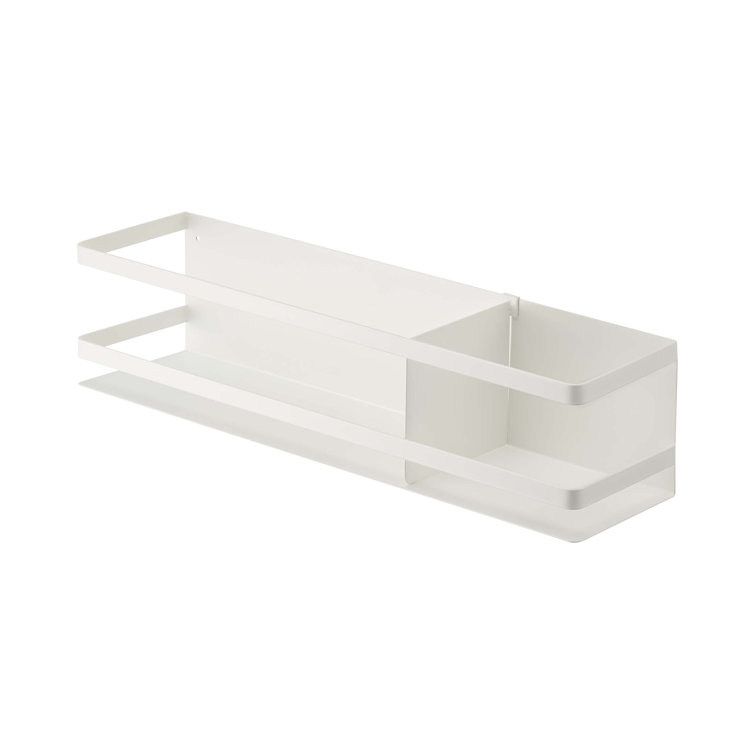 White Steel Magnetic Kitchen Storage Basket with Divider