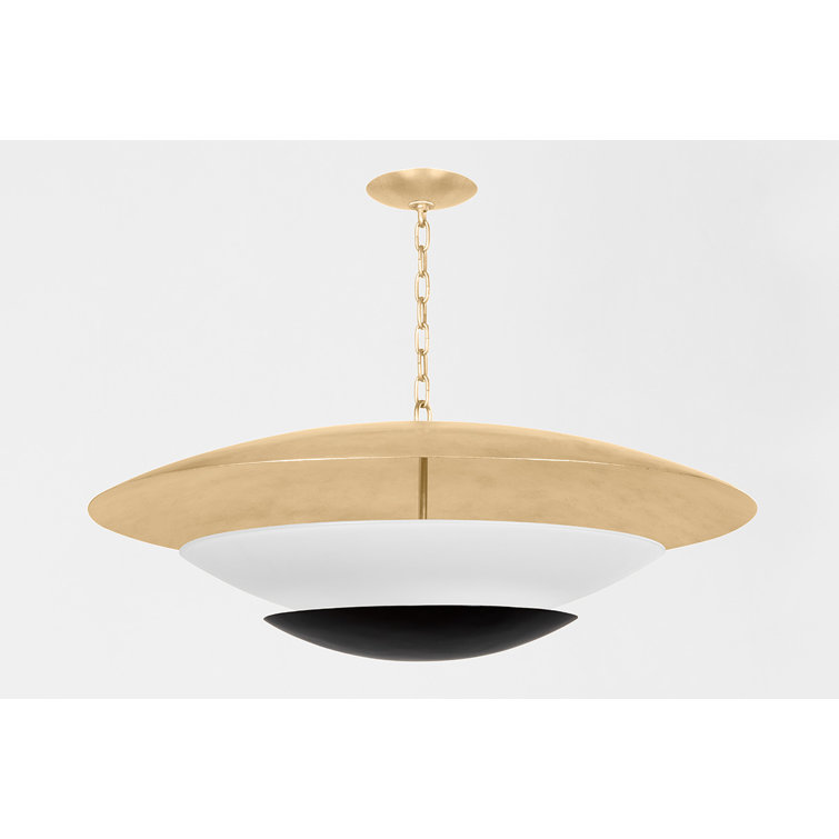 Vintage Gold Leaf and Soft Black 6-Light Steel Pendant
