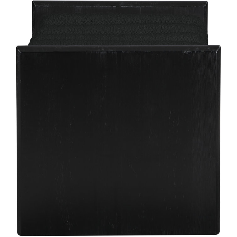 H-Shape Black Boucle Fabric Cushioned Wood Bench
