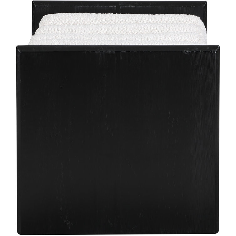 Waverly Modern Cream Boucle & Black Rubberwood Bench